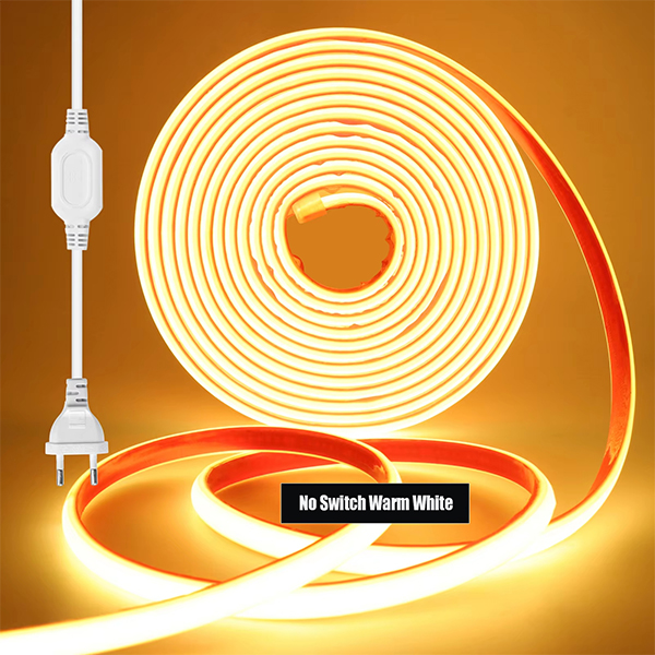 220V Dimmable COB LED Neon Strip Light 288Leds/M IP67 With Switch/Dimmer EU Plug Flexible Adhesive Ta